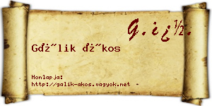 Gálik Ákos névjegykártya